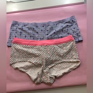 NWT: 2-Pack Women’s Boy Shorts- 1 Pink (L), 1 Blue/lavender/white  (XL).